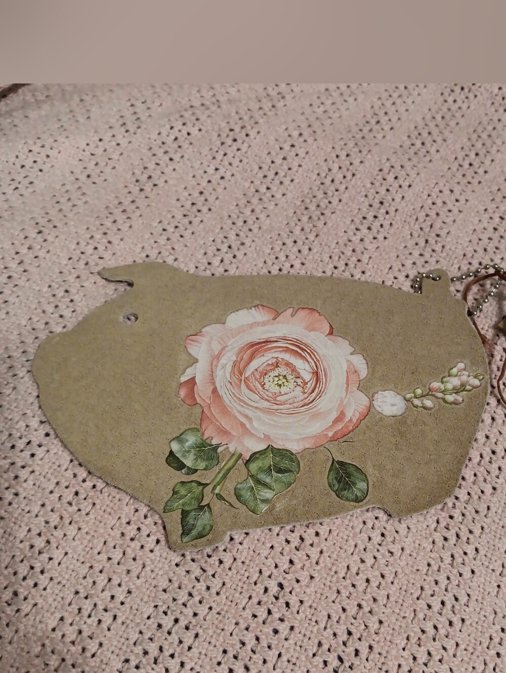 Suede Leather Chic Cowgirl Purse Floral Pig Handbag Charm